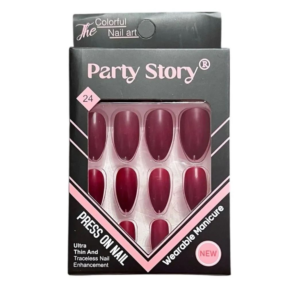 🤯5/$25🤯 Dark Red Press On Nails 24 Nails In Box Almond Shape